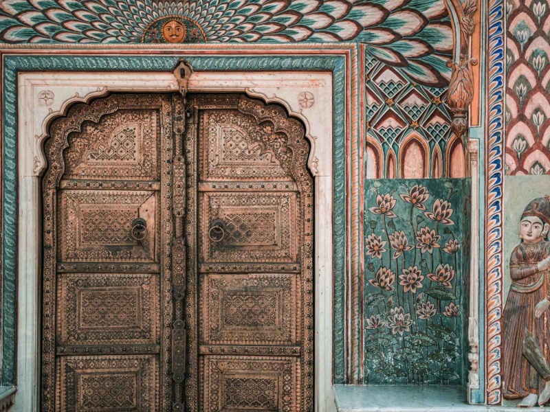 Lotus Gate nel City Palace di Jaipur rappresentante l'estate